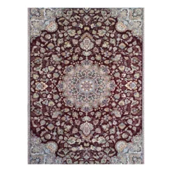 فرش مشهد دستباف گونه کد 722636 - رنگ لاکی - عکس شماره 2