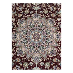 فرش مشهد دستباف گونه کد 722636 - رنگ لاکی - عکس شماره 3