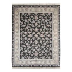 فرش مشهد افشان کد 803606 - رنگ زغال سنگی - عکس شماره 1