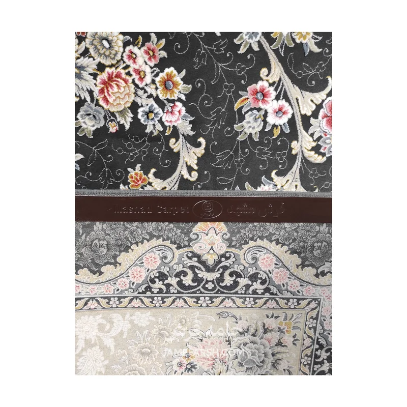 فرش مشهد افشان کد 803606 - رنگ زغال سنگی - عکس شماره 10