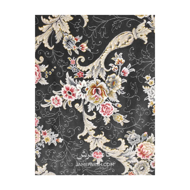 فرش مشهد افشان کد 803606 - رنگ زغال سنگی - عکس شماره 7