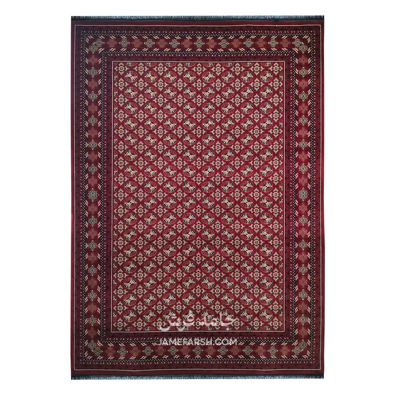 فرش مشهد ترکمن کد 871332 - رنگ لاکی - عکس شماره 1