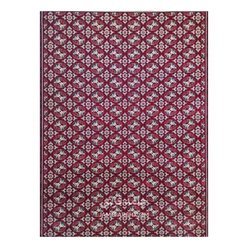 فرش مشهد ترکمن کد 871332 - رنگ لاکی - عکس شماره 2