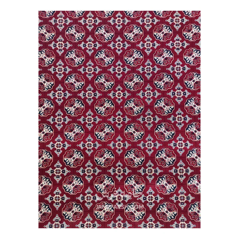 فرش مشهد ترکمن کد 871332 - رنگ لاکی - عکس شماره 3