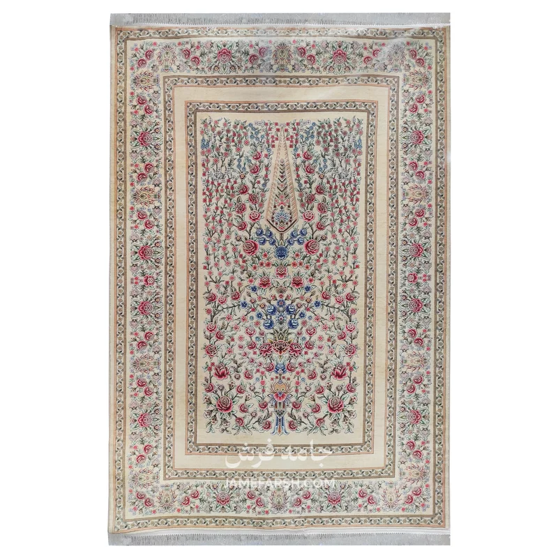 فرش بهراد باغ گل کد 3209 - رنگ کرم - عکس شماره 1