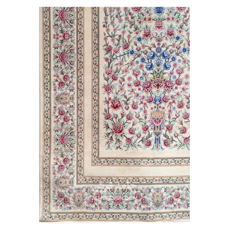 فرش بهراد باغ گل کد 3209 - رنگ کرم - عکس شماره 7