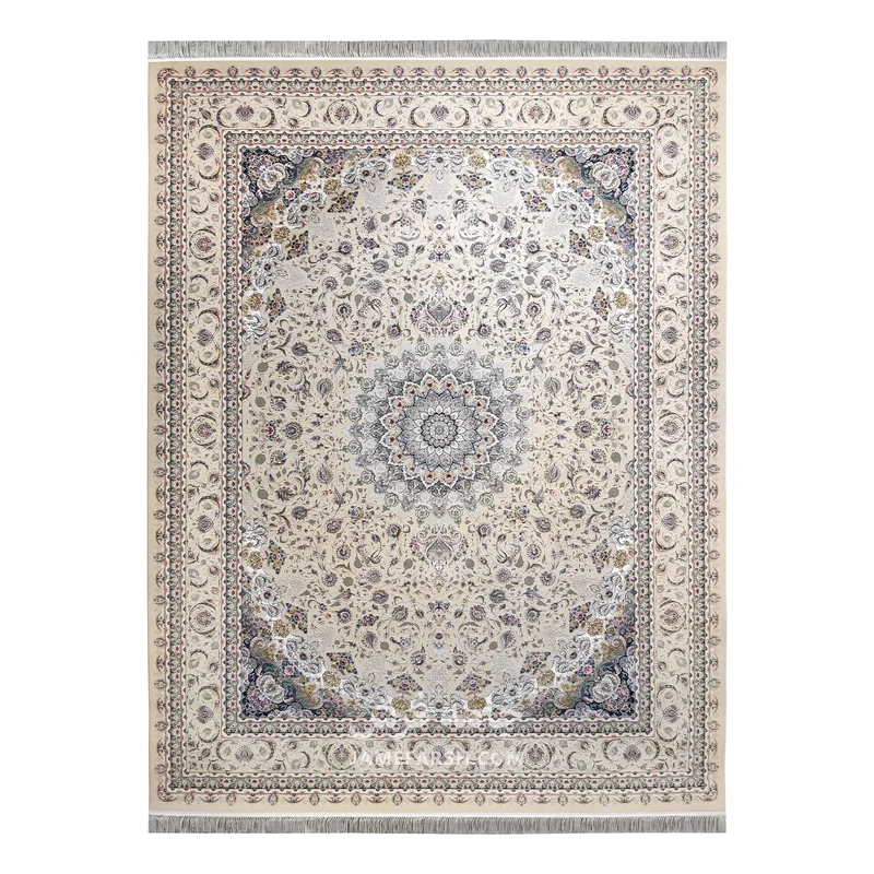 فرش مشهد لچک ترنج کد 814007 - رنگ کرم - عکس شماره 1