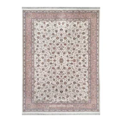 فرش زمرد مشهد افشان کد 45000 - رنگ کرم - عکس شماره 1