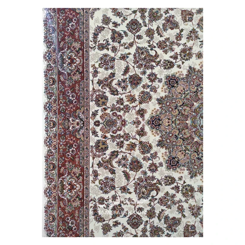 فرش مشهد لچک ترنج کد 702033 - رنگ کرم - عکس شماره 4