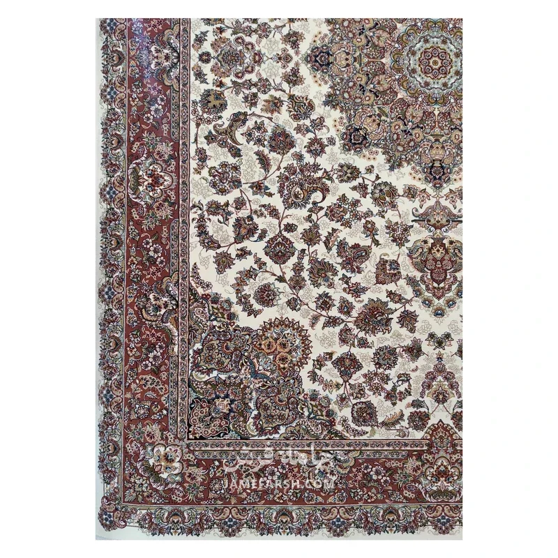 فرش مشهد لچک ترنج کد 702033 - رنگ کرم - عکس شماره 5