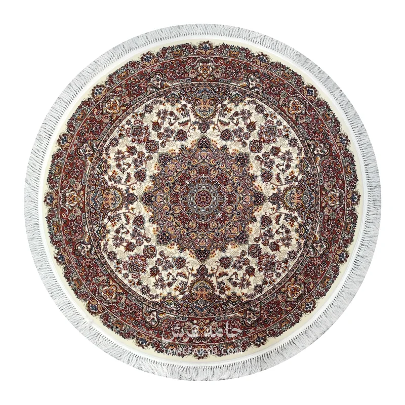 فرش مشهد لچک ترنج کد 702033 - رنگ کرم - عکس شماره 1