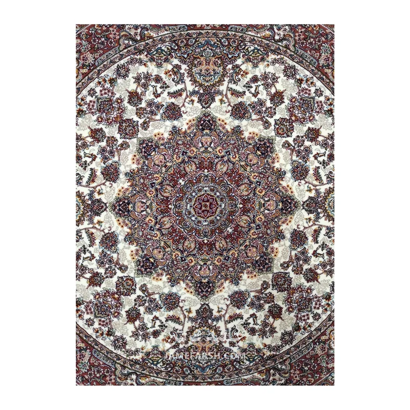 فرش مشهد لچک ترنج کد 702033 - رنگ کرم - عکس شماره 2