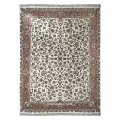 فرش مشهد افشان کد 702133 - رنگ کرم - عکس شماره 1