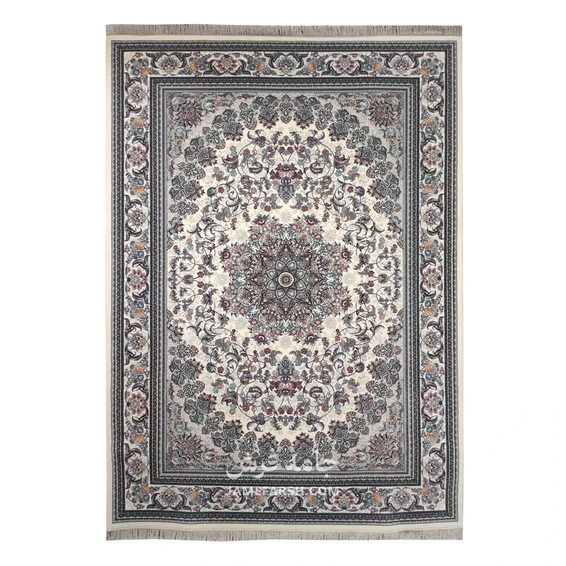 فرش مشهد لچک ترنج کد 722146 - رنگ کرم - عکس شماره 1