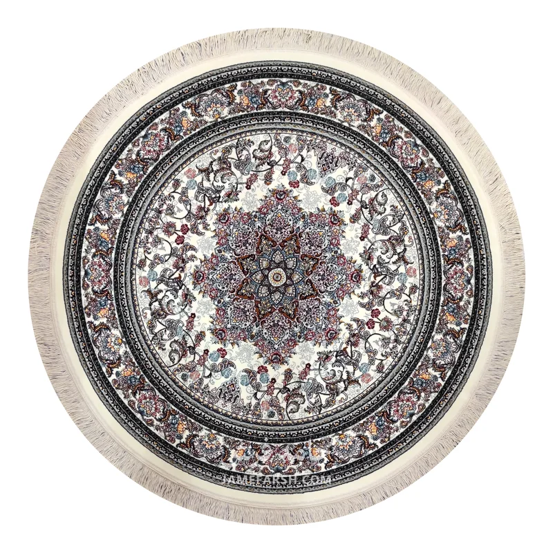 فرش مشهد لچک ترنج کد 722146 - رنگ کرم - عکس شماره 1