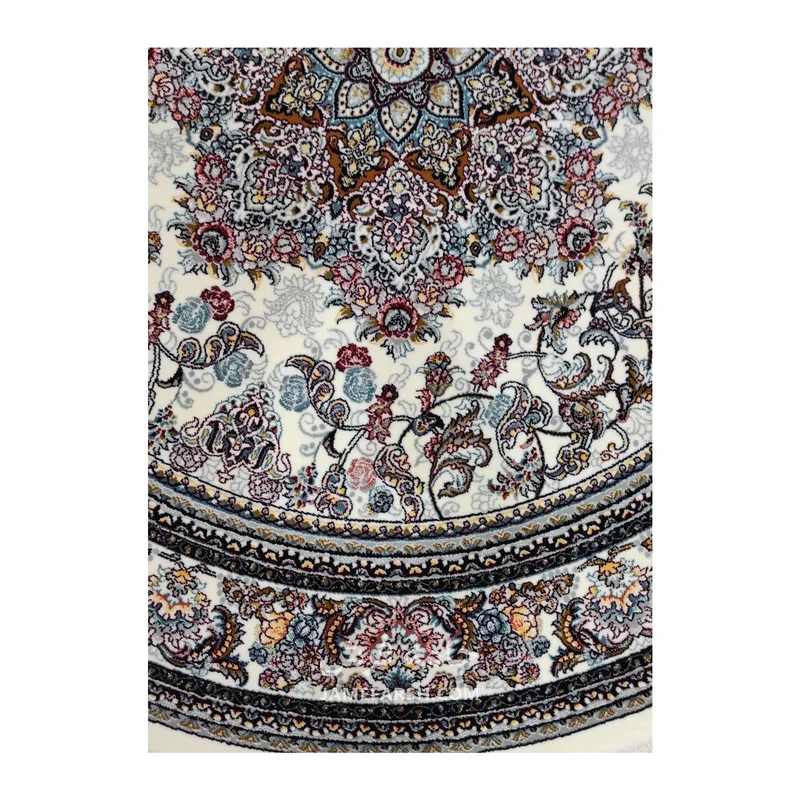 فرش مشهد لچک ترنج کد 722146 - رنگ کرم - عکس شماره 3