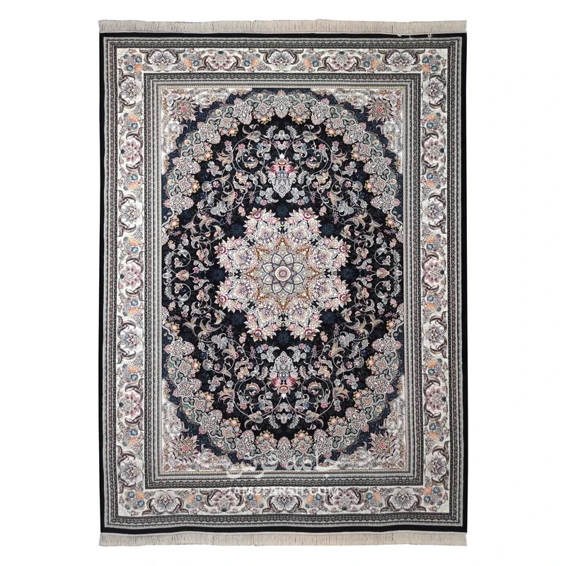 فرش مشهد لچک ترنج کد 722146 - رنگ سرمه ای - عکس شماره 1