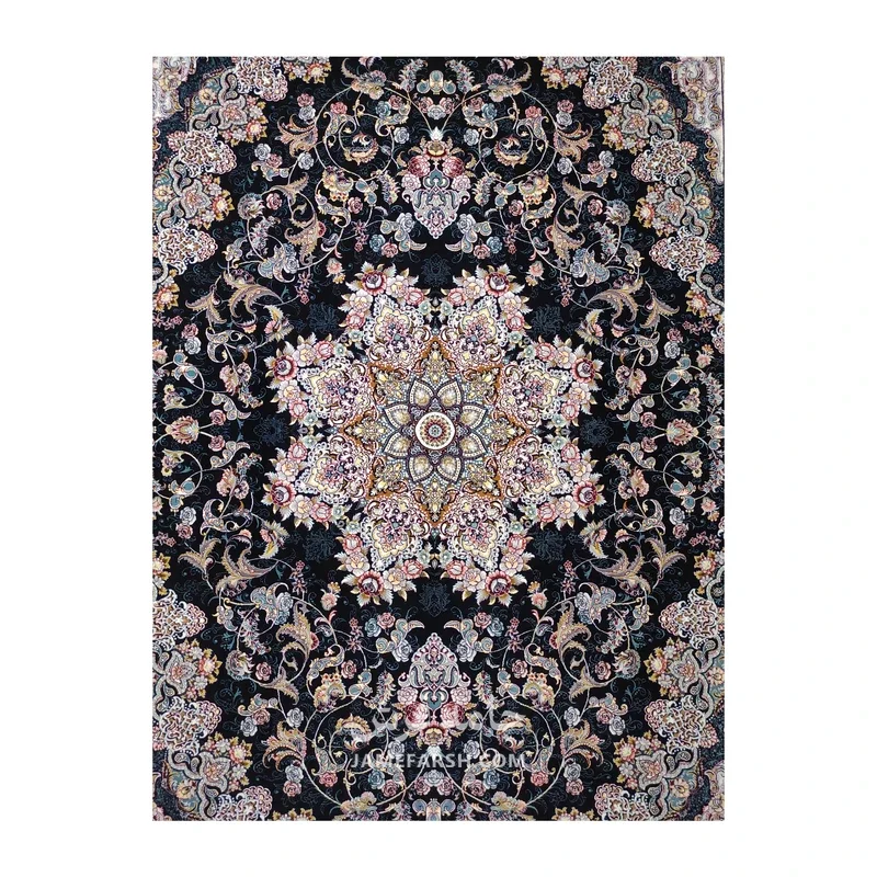 فرش مشهد لچک ترنج کد 722146 - رنگ سرمه ای - عکس شماره 2