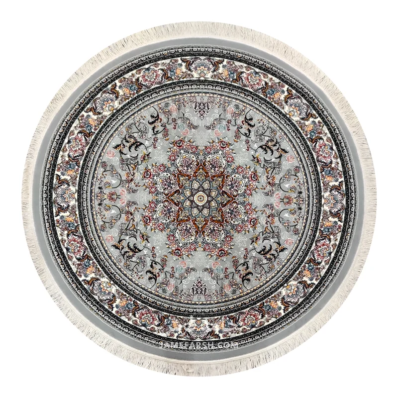 فرش مشهد لچک ترنج کد 722146 - رنگ طوسی - عکس شماره 1