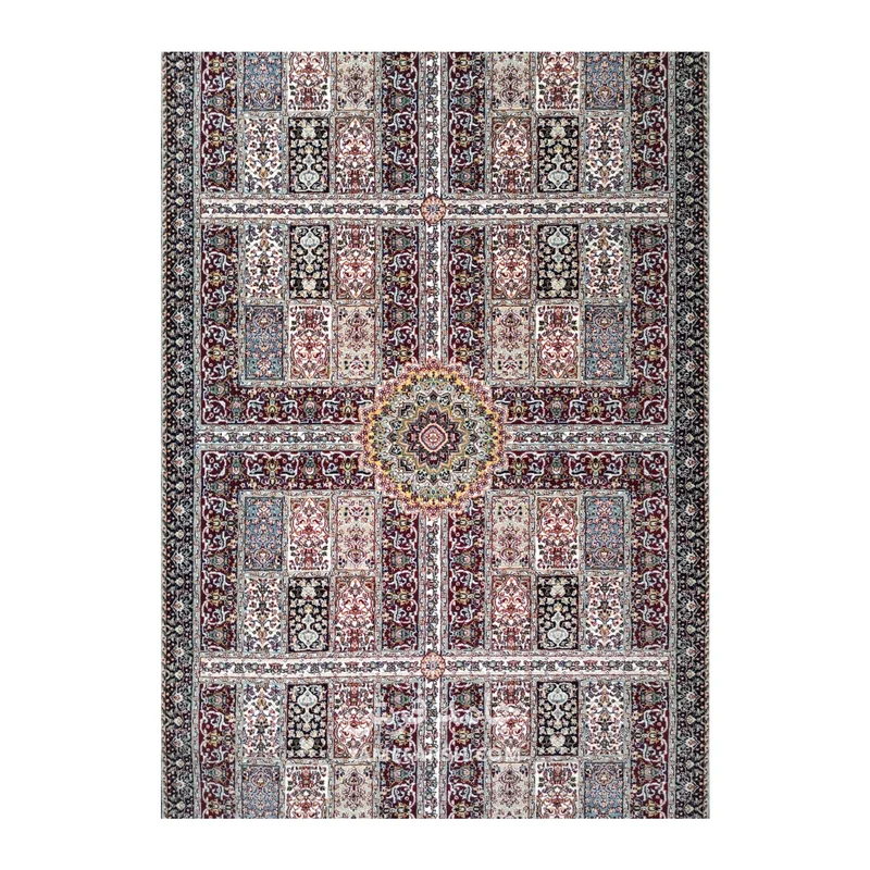 فرش مشهد خشتی کد 722321 - رنگ لاکی - عکس شماره 2