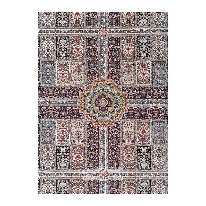 فرش مشهد خشتی کد 722321 - رنگ لاکی - عکس شماره 3