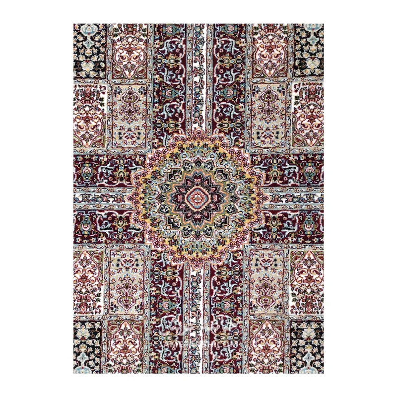 فرش مشهد خشتی کد 722321 - رنگ لاکی - عکس شماره 4