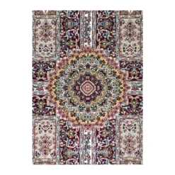 فرش مشهد خشتی کد 722321 - رنگ لاکی - عکس شماره 5