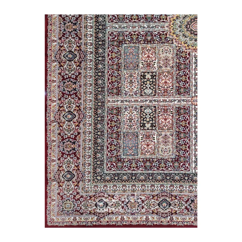 فرش مشهد خشتی کد 722321 - رنگ لاکی - عکس شماره 8