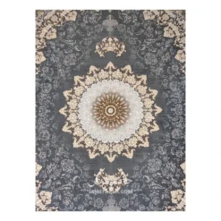 فرش مشهد لچک ترنج کد 723505 - رنگ زغال سنگی - عکس شماره 2