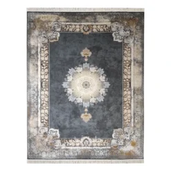 فرش مشهد لچک ترنج کد 723512 - رنگ طوسی - عکس شماره 1