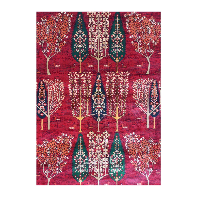 فرش بزرگمهر درختی کد 78120 - رنگ لاکی - عکس شماره 2