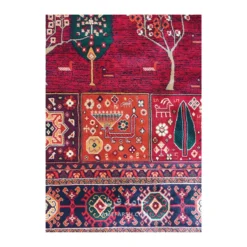 فرش بزرگمهر درختی کد 78120 - رنگ لاکی - عکس شماره 5