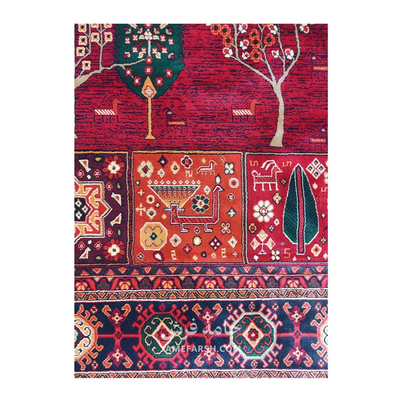 فرش بزرگمهر درختی کد 78120 - رنگ لاکی - عکس شماره 5
