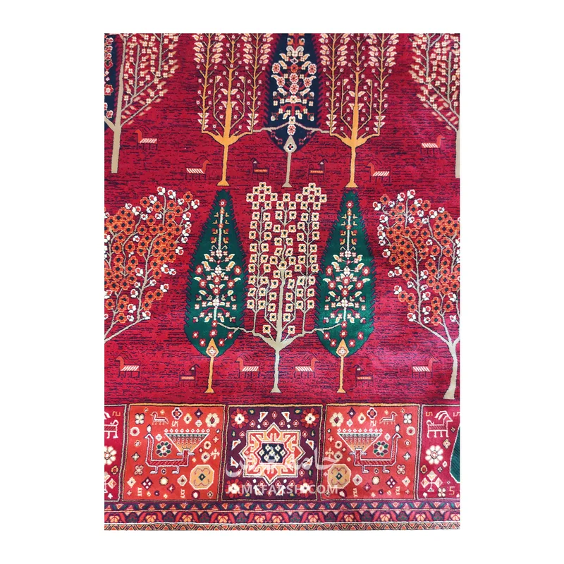 فرش بزرگمهر درختی کد 78120 - رنگ لاکی - عکس شماره 6