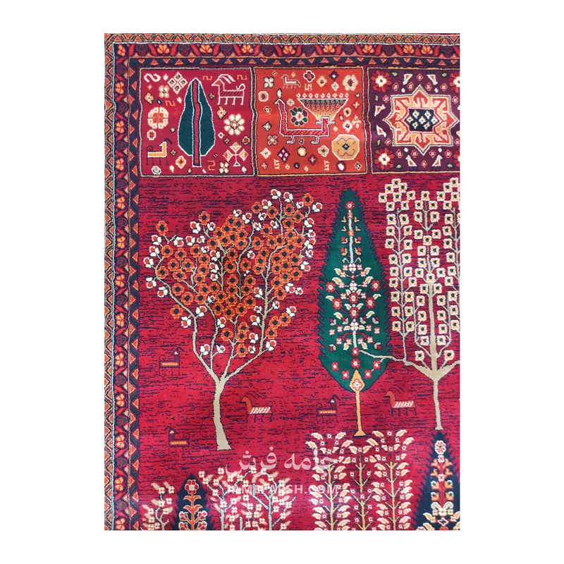 فرش بزرگمهر درختی کد 78120 - رنگ لاکی - عکس شماره 7