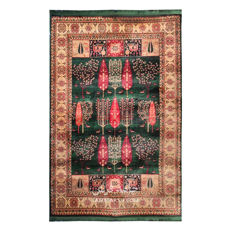فرش بزرگمهر درختی کد 78120 - رنگ سبز - عکس شماره 1