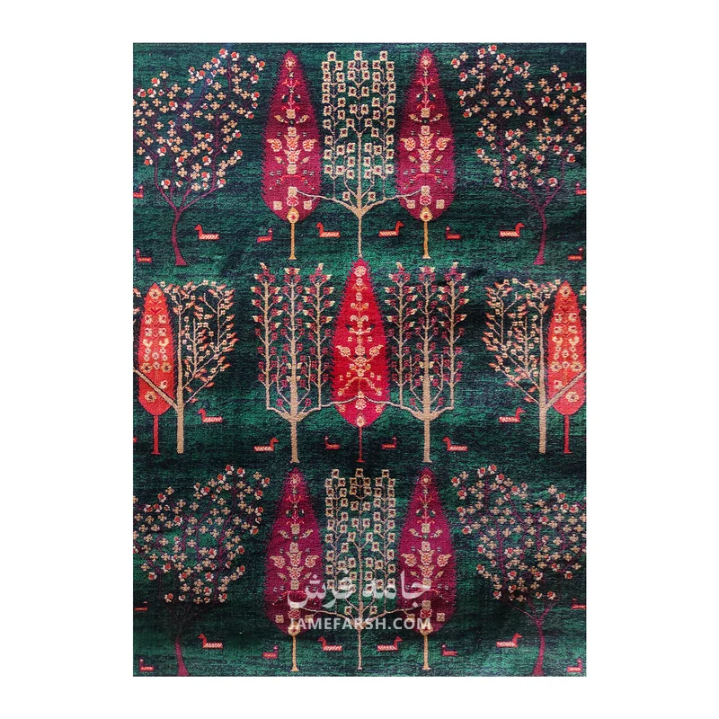 فرش بزرگمهر درختی کد 78120 - رنگ سبز - عکس شماره 2