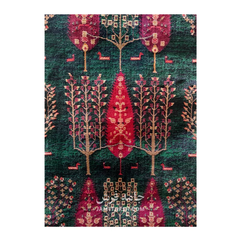 فرش بزرگمهر درختی کد 78120 - رنگ سبز - عکس شماره 3