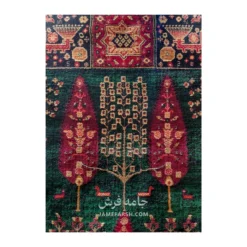 فرش بزرگمهر درختی کد 78120 - رنگ سبز - عکس شماره 4