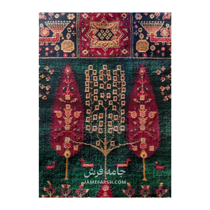 فرش بزرگمهر درختی کد 78120 - رنگ سبز - عکس شماره 4