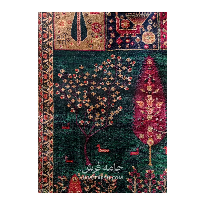 فرش بزرگمهر درختی کد 78120 - رنگ سبز - عکس شماره 5