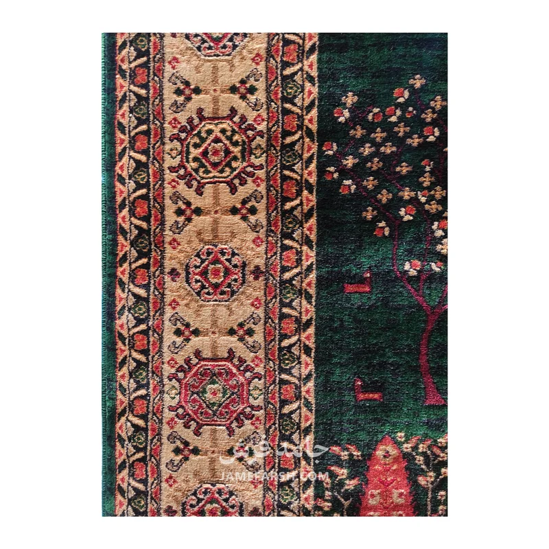فرش بزرگمهر درختی کد 78120 - رنگ سبز - عکس شماره 6