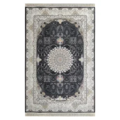 فرش مشهد لچک ترنج کد 802095 - رنگ سرمه ای - عکس شماره 1