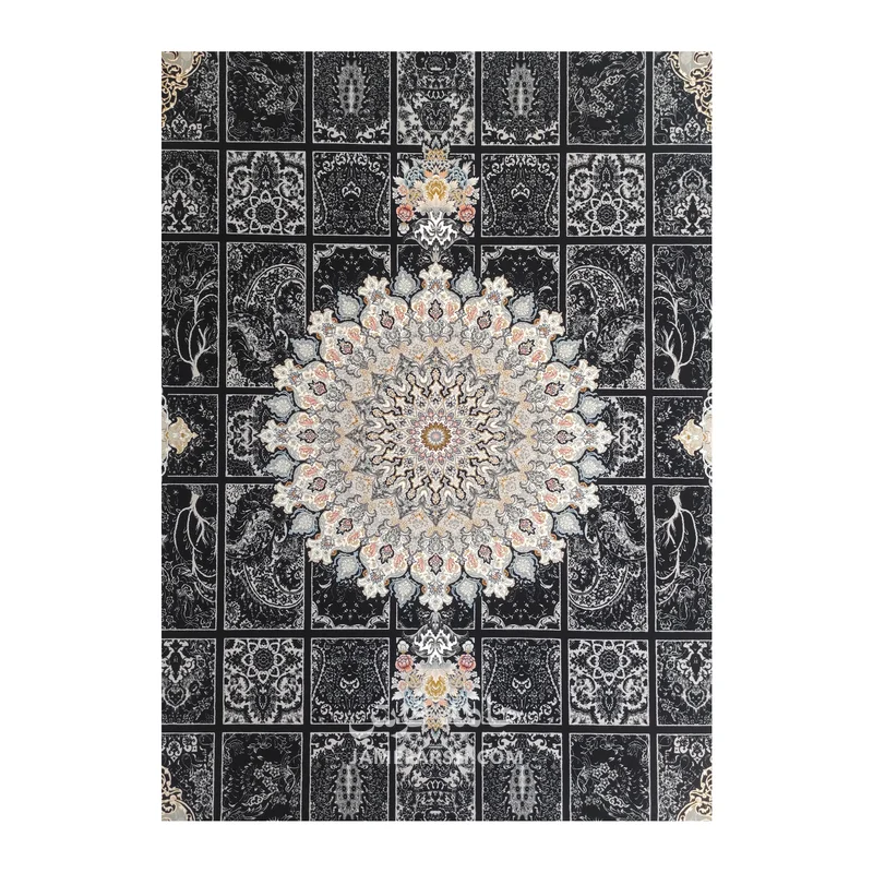 فرش مشهد لچک ترنج کد 802095 - رنگ سرمه ای - عکس شماره 2