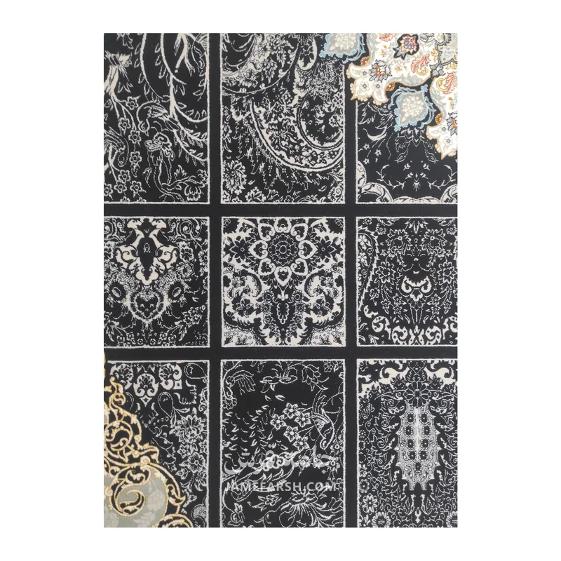 فرش مشهد لچک ترنج کد 802095 - رنگ سرمه ای - عکس شماره 4