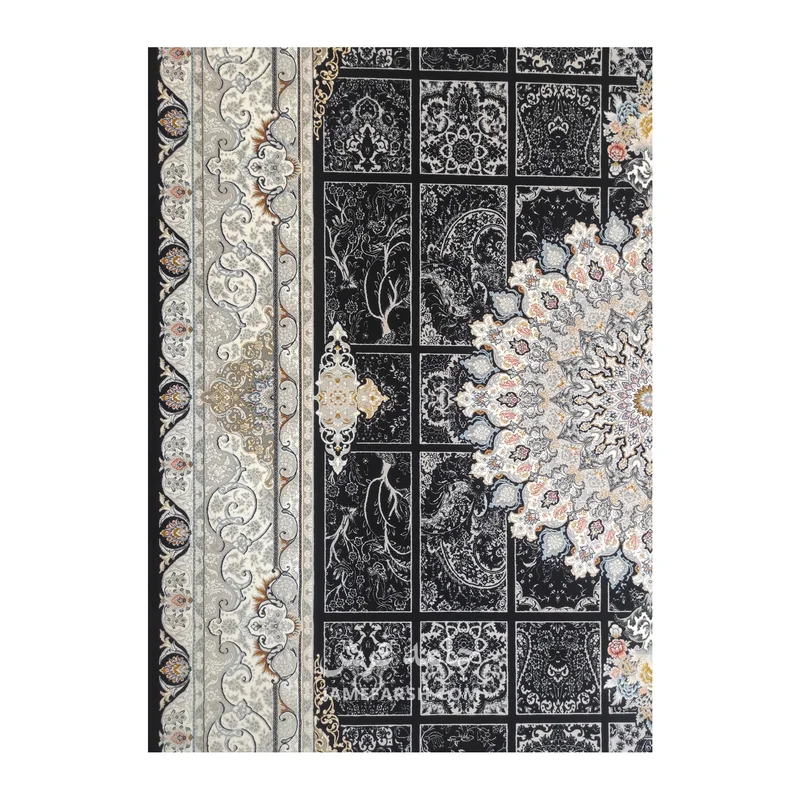 فرش مشهد لچک ترنج کد 802095 - رنگ سرمه ای - عکس شماره 6