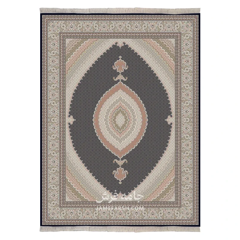 فرش مشهد ریز ماهی کد 802115 - رنگ سرمه ای - عکس شماره 1