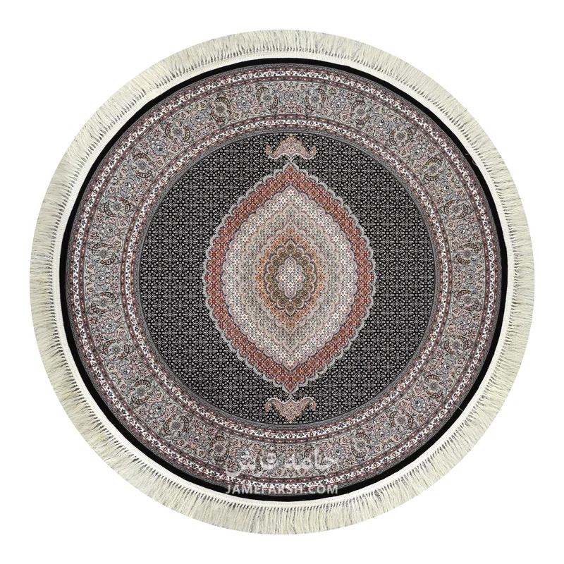 فرش مشهد ریز ماهی کد 802115 - رنگ سرمه ای - عکس شماره 1