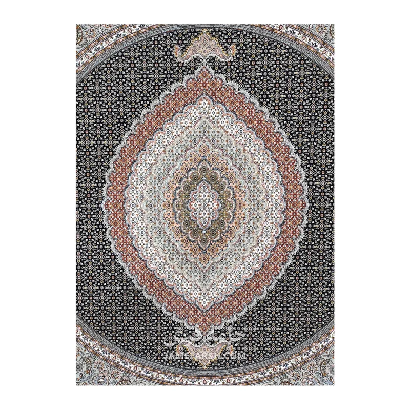 فرش مشهد ریز ماهی کد 802115 - رنگ سرمه ای - عکس شماره 2