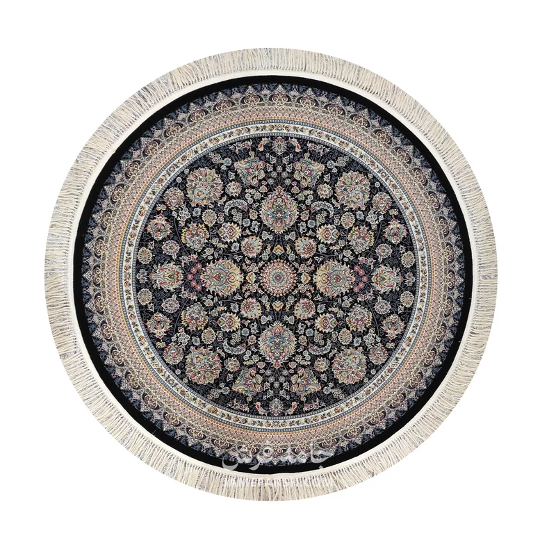 فرش مشهد افشان کد 802125 - رنگ سرمه ای - عکس شماره 1